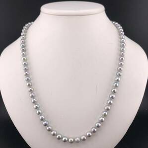 E05-1558 アコヤロングパールネックレス 6.5mm~7.0mm 66cm 48.2g ( アコヤ真珠 ロング Pearl necklace SILVER )の画像1