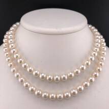 E05-5127 アコヤロングパールネックレス 8.0mm 80cm 81g ( アコヤ真珠 ロング Pearl necklace K14WG )_画像1