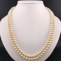 E05-5028 アコヤロングパールネックレス 7.0mm~7.5mm 115cm 87.2g ( アコヤ真珠 ロング Pearl necklace SILVER )_画像1