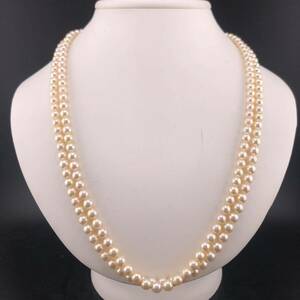 E05-9015 アコヤロングパールネックレス 6.0mm 約122cm 69.7g ( アコヤ真珠 ロング Pearl necklace SILVER )