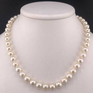 E05-10241 アコヤパールネックレス 8.0mm~8.5mm 43cm 49.2g ( アコヤ真珠 Pearl necklace SILVER )