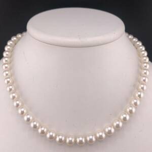 E05-10147 アコヤパールネックレス 7.5mm~8.0mm 40cm 37.2g ( アコヤ真珠 Pearl necklace SILVER )