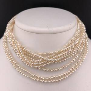 P05-0107 5 ream * baby long pearl necklace 3.0mm~3.5mm approximately 70cm 55.6g ( baby long Pearl necklace SILVER )