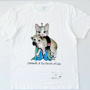 ヒグチユウコ 大哺乳類展3 Tシャツ ギュスターヴ XL ホワイト 未開 猫 イラスト 綿100 Higuchi Yuko Gustave mammalian exhibition T-shirt