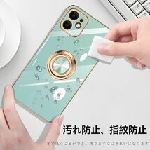 iPhone12 ケース リング付き アイフォン12 リング カバー 耐衝撃 TPU メッキ加工 360°回転 スタンド機能 車載_画像4