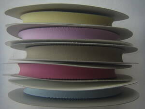 【新品即決】ポリエステルストレッチグログランリボンテープ5色5反セット・K-7　装飾・付属品・アパレル資材