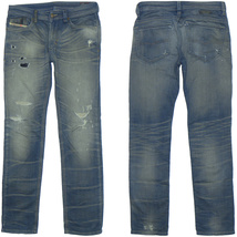 DIESEL THAVAR W28 ジョグジーンズ デニムスウェットパンツ クラッシュ加工 THAVAR-NE 0604N √Denim+[Sweat/Pants] ディーゼル_画像1