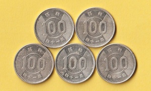 ★稲100円銀貨《昭和41年》　5枚　　準未使用－