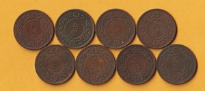 *5 rin blue copper coin {8 sheets } Taisho 7,8 year normal goods +