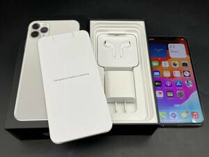 ★【同梱不可】中古品 au iPhone 11 Pro MAX 256GB MWHK2J/A シルバー 判定〇 バッテリー最大容量83%