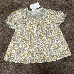 新品　タグ付き　juo 100サイズ 半袖チュニック　トップス　キッズ　女の子　夏服　お花柄　オレンジ