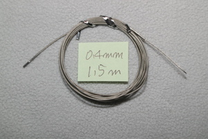 中通しワイヤー 0.4mm 1.5m より線タイプ