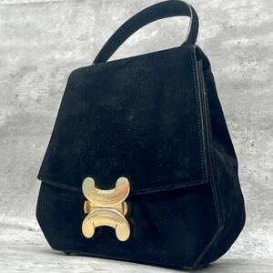 1円〜【美品】セリーヌ CELINE ハンドバッグ トップハンドル トリオンフ ゴールド 金具 スウェード ヴィンテージ ビンテージ レディース