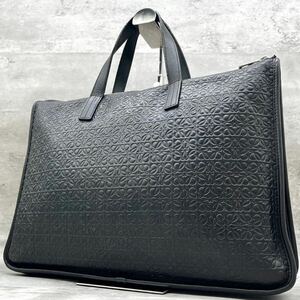 1 иен ~[ редкий модель ] Loewe LOEWE ручная сумочка большая сумка портфель повтор дыра грамм черный чёрный мужской большая вместимость A4 возможно 