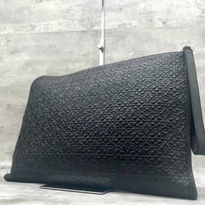 1 иен ~[ прекрасный товар ] Loewe LOEWE клатч ручная сумочка портфель повтор дыра грамм черный чёрный A4 возможно большая вместимость мужской 