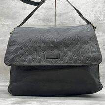 1円〜【美品】グッチ GUCCI ショルダーバッグ メッセンジャーバッグ ビジネスバッグ シマ レザー メンズ 大容量 A4可 _画像2