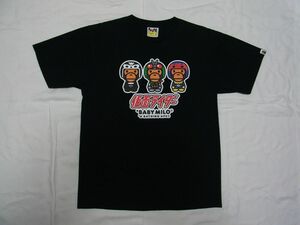 ★美品★ A BATHING APE × 仮面ライダー BABY MILO コラボ Tシャツ sizeL 黒 ★古着 NOWHERE アベイシングエイプ MASKED RIDER x BAPE TEE