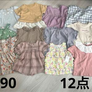 90 女の子 トップス 半袖 Tシャツ ワンピース まとめ売り12点