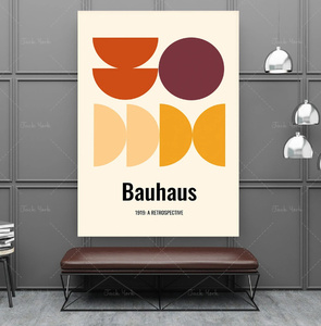 G2558 バウハウス Bauhaus ミッドセンチュリー 展示 モダン キャンバスアートポスター 50×70cm イラスト インテリア 雑貨 海外製 枠なし