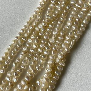 【1連価格3-4mm】ケシパール 淡水パール 高品質 真珠 無核 素材 テリつやあり の画像2