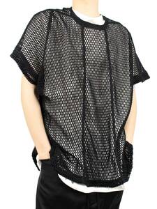 美品 23SS定価53900円 JULIUS ユリウス 希少 メッシュ ニット Tシャツ カットソー 黒 NiLos / rickowens drkshdw Yohji Yamamoto GUIDI Y-3