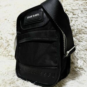 1円 【美品】 ディーゼル DIESEL ショルダーバッグ 斜め掛け ブレイブマン ボディバッグ サコッシュ メッシュ カジュアル メンズ レザー 黒