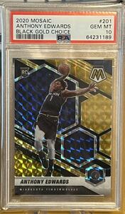 PSA10 2020-21 Mosaic RC Anthony Edwards Black Gold Choice 1/8 Jersey Number 