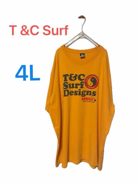 T &C Surf 半袖Tシャツ　4L 大きいサイズ　オレンジ　ビタミンカラー　メンズ　レディース　ボーイズ　ガールズ　体型カバー
