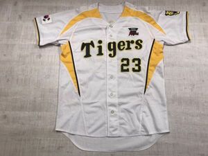 阪神タイガース Tigers プロ野球 セ・リーグ スポーツ 背番号23 GON カラオケアトム協賛 半袖ベースボールシャツ ユニフォーム メンズ 白