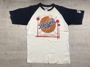 MAJESTIC マジェスティック製 KIRIN Loves Sports 野球 MLB DODGERS ロサンゼルス・ドジャース 半袖ラグランTシャツ メンズ L 白/紺