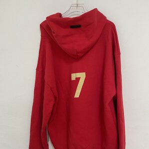 FEAR OF GOD フィアオブゴッド Red Number 7 Flocking Print Couple Hoodie Sweater上着 パーカー 希少 中古 サイズ:Mの画像2