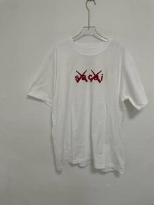 sacai (サカイ) KAWS (カウズ) コラボ プリント Tシャツ ホワイト×パープル 中古 希少 サイズ:M