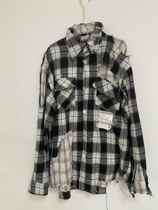 MAISON MIHARA YASUHIRO メゾンミハラヤスヒロ Black and White Plaid Brocade Double Layyer Me 希少パーカー 希少 中古 サイズ:M