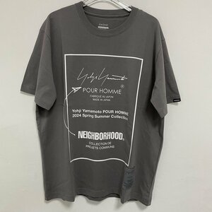 Yohji Yamamoto x Neighborhood ネイバーフッド x ヨウジヤマモトTシャツ グレー／ホワイト コットン 希少 中古 Lサイズ