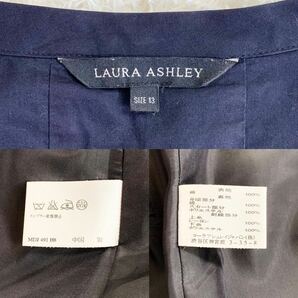 美品★ローラアシュレイ LAURA ASHLEY★大きいサイズ 〜SIZE13 XL相当〜★ボウタイリボン*フラワー刺繍★前開き*ロングワンピース ネイビーの画像10