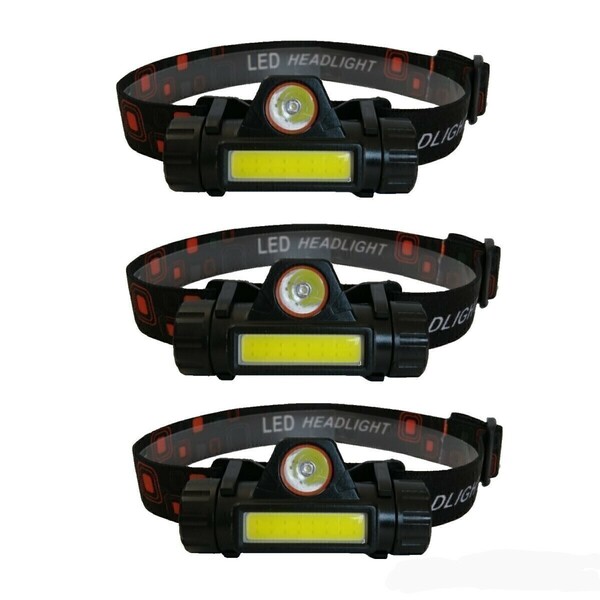 LED ヘッドライト 3個セット アウトドア スポーツ サイクリング ランニング 釣り 防災 防犯 防水仕様 充電式 夜道 匿名配送 送料込み