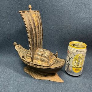 鉄製 ミニ帆船 昭和レトロ アンティーク 縁起物 開運飾り道具　古民具 古道具