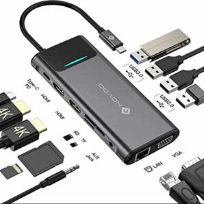 USB C ハブ 12-in-1 USB Type-c 変換アダプタ トリプルディスプレイ デュアルHDMI 4K VGA