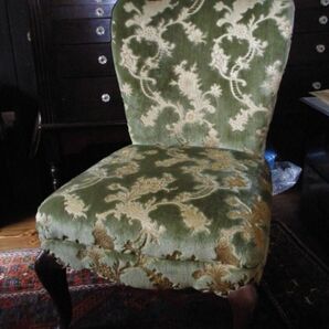 美品1920年代大正ロマン！1人掛けアンティーク椅子　ファブリック　木製　前方猫脚　高級品