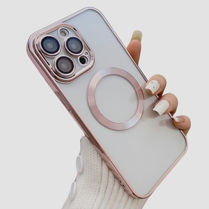 送料無料★iPhone 13 Pro ケース MagSafe対応 レンズ保護 ワイヤレス充電対応 ソフト クリア （ピンク）