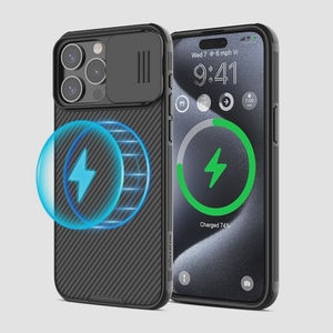 送料無料★Nillkin iPhone15 Pro ケース MagSafe対応 マグネット式 ワイヤレス充電対応(black)