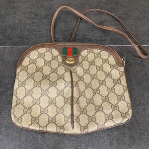 希少 GUCCI● グッチ ●ショルダーバッグ オールドグッチ ヴィンテージ ポーチ GG柄 PVC シェリー斜め掛け シェリーライン 