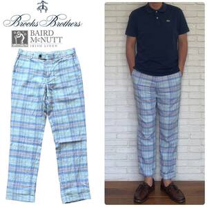 [ Brooks Brothers ] Irish linen trousers milano Fit W33(M size corresponding ) pants ma gong s check 