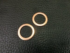 未使用 銅ワッシャー 外径: 24mm × 内径: 18mm × 厚み: 1.5mm 2個入り 管理No.41219