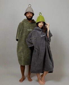 完売モデル!!未使用 Saunner Logo Hoodie Poncho black ブラック サウナ ポンチョ パーカー サーフィン ttne サウナイキタイ 