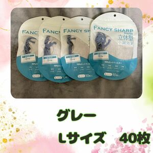 （E）【人気カラー】3層/4層構造　不織布　マスク　5D 立体型　40枚　大人用 使い捨て　Lサイズ　クーポン　グレー