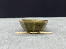 【菊池清心】緑釉窯変貫入八角鉢・3.6cm・豆鉢・豆盆栽・ミニ盆栽・草もの・展示会・即戦力_画像3