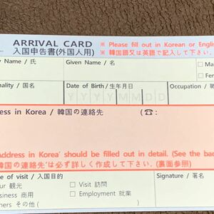 韓国　入国カード　3枚　2024年4月時点