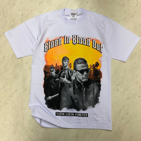 LA発 【L】 Blood In Blood Out アンダーグラウンド グラフィック ヘビーウェイト 半袖 Tシャツ 白 ブラッドインブラッドアウト MEXICO