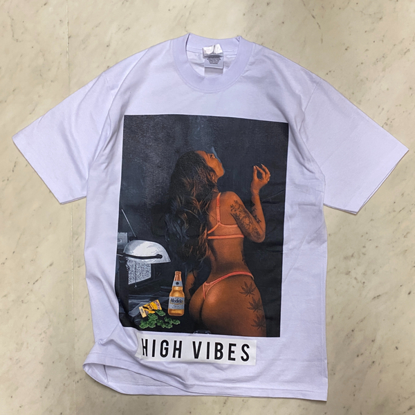 LA発 【2XL】 HIGH VIBES アンダーグラウンド グラフィック ヘビーウェイト 半袖 Tシャツ 白 ハイバイブス Modelo チカーノ メキシコ